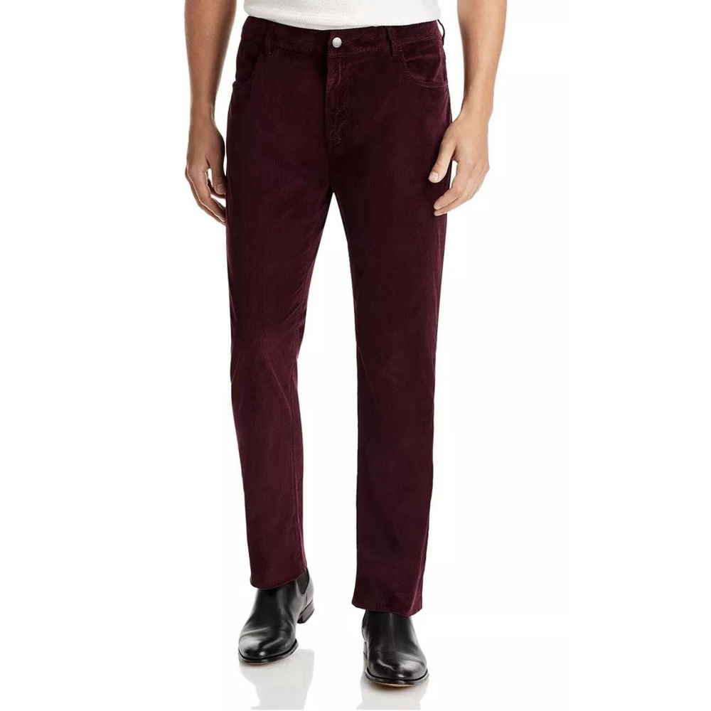 Canali Men's Red Burgundy Stretch Corduroy‎ Pants Size 30/32 Model 915512